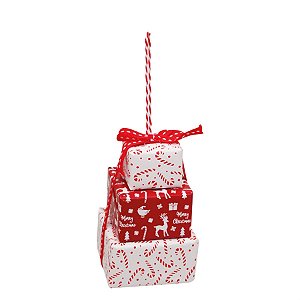 Enfeite para Pendurar Caixas de Presente Vermelho e Branco - 1 Un