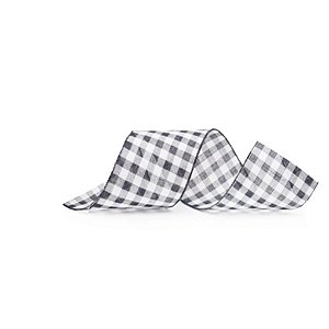 Fita de Natal Xadrez Branco e Preto 6,3cmx914cm - 1 Un
