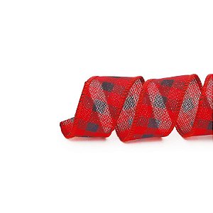 Fita de Natal Xadrez Vermelho e Preto 6,3cmx9,14m - 1 Un