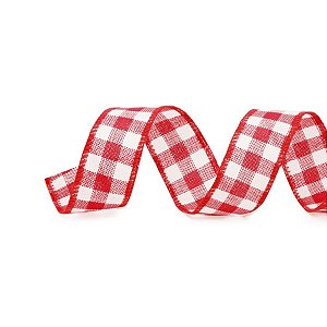 Fita de Natal Xadrez Vermelho e Branco 6,3cmx9,14m - 1 Un