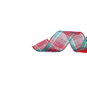 Fita de Natal Xadrez Verde e Vermelho 3,8cmx9,14m - 1 Unidade