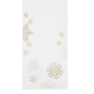 Caminho de Mesa Flocos de Neve Branco e Dourado 175X40