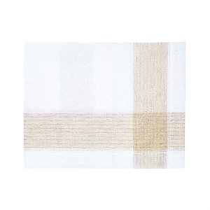 Toalha de Mesa de Natal 12 Lugares Retangular Listra Dourada Branco e Creme 180X380