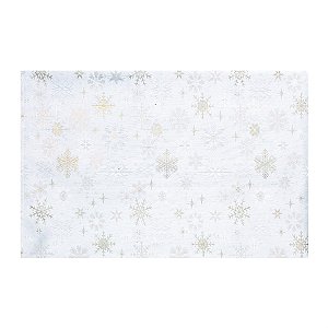 Toalha de Mesa de Natal 8 Lugares Retangular Flocos de Neve Branco e Dourado 160X270