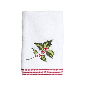 Toalha de Rosto Azevinho Branco e Verde e Vermelho 42X70 - 2 Un