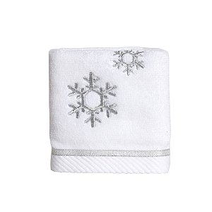 Toalha de Lavabo Flocos de Neve Branco e Prata 44X30 - 2 Peças