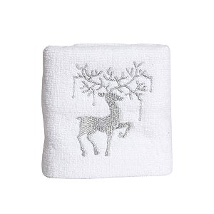 Toalha de Lavabo Rena Branco e Prata 44X30 - 2 Peças