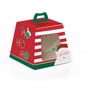 Caixa Para Mini Panetone com Visor Ho Ho Ho P 11x11x10cm 100g - 10 Un