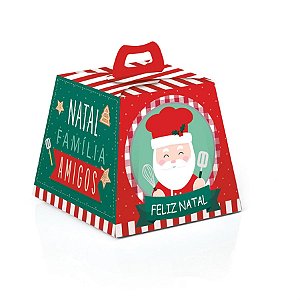 Caixa Para Mini Panetone Noel Chef P 11x10x11cm 100g - 10 Un
