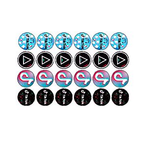 Festa TikTok - Adesivo Decorativo Redondo - 24 Un