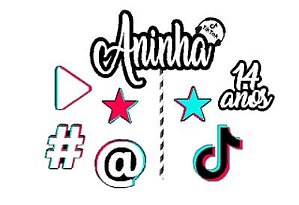 Festa TikTok - Enfeite Personalizado para Topo de Bolo - 08 Un