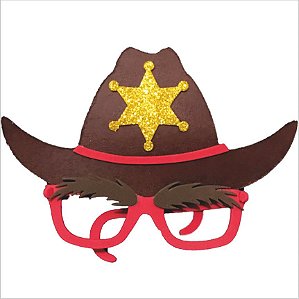 Adereço Divertido Festa Junina Máscara Óculos Xerife - 1 Un