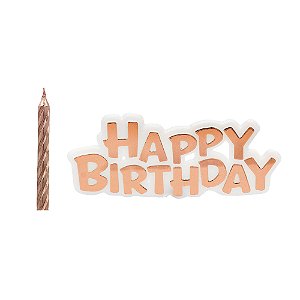 Velas Palito Rosê Gold - 9 Un