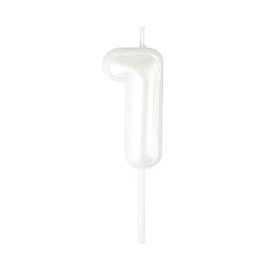 Vela N°1 Balão Branco Perolizado