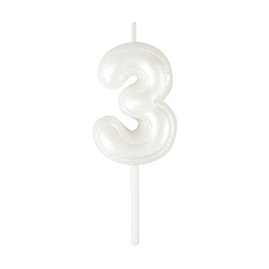 Vela N°3 Balão Branco Perolizado