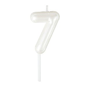 Vela N°7 Balão Branco Perolizado