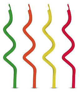 Vela Big Espiral Neon - 4 Un