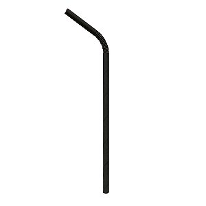 Canudo de Papel Sanfonado Preto 20 cm - 20 Un