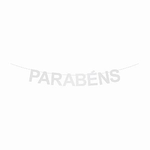 Faixa Decorativa de Madeira Parabéns Branco - 1 Un