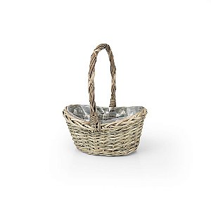 Cesto vime Oval Curvado com Alça Cartago - P 26x20x13