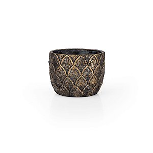 Vaso Cerâmica Escamas Gold - M 19x19x14
