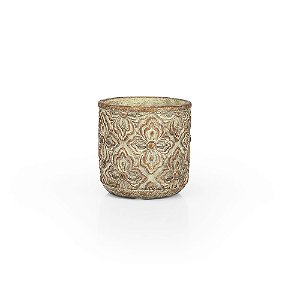 Vaso Cerâmica Flor Dourada - M 13x13x13