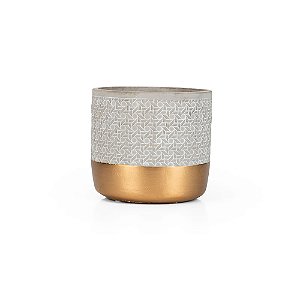 Vaso Cimento Gold Geométrico - M 16X16X15