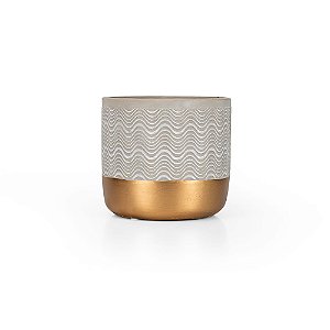 Vaso Cimento Gold Ondas - M 16X16X15
