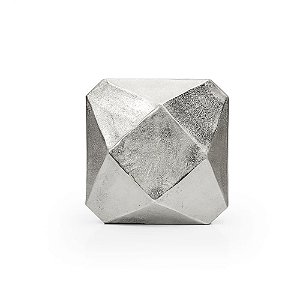 Vaso Metal Geométrico Silver - M 26X13X26,5