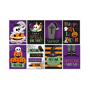 Cartaz Decorativo Happy Halloween 25x35cm Preto - 8 Un