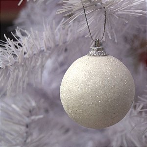 Bola Glitter Branca 5cm - 6 Un