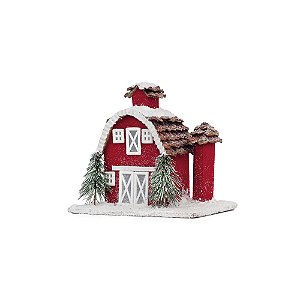 Casa Nevada com Chamine Vermelho e Branco e Verde