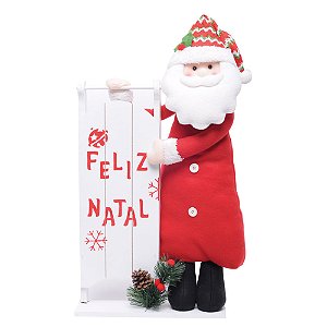 Noel Decorativo Placa Feliz Natal Vermelho e Branco e Preto