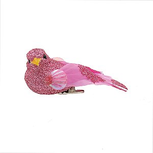 Pássaro com Glitter Rosa - 3 Un