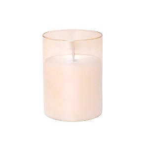 Vela Redonda Ambar em Vidro com Led Branco