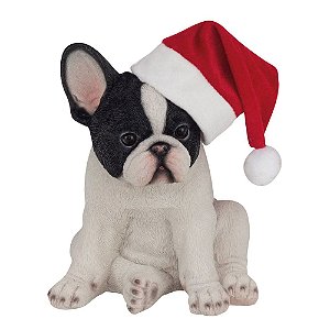 Cachorro Decorativo Bulldog Branco e Preto 21cm