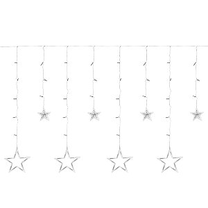 Cascata com 380 Leds Estrela Branco Quente Cordão Incolor 2m Bivolt