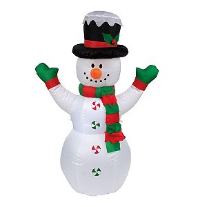 Inflável Boneco de Neve Branco 120cm Bivolt