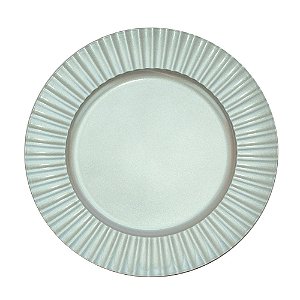Sousplat Borda Ondulada Verde Claro Nacarado 33cm - 6 Un