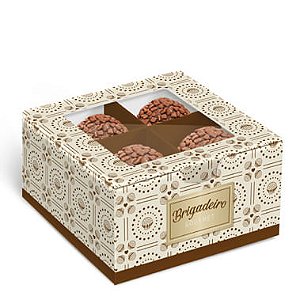 Caixa Para 4 Brigadeiros Brigadelicia Marfim 8,5x8,5x4,5cm - 10 Un