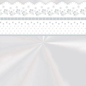 Saco Transparente 60X75 Bordado Inglês Branco Barrado - 25 Un