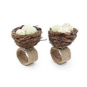 Ninho com Ovos Decorativo Marrom - 2 Un