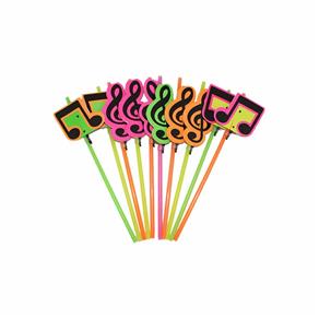 Canudo Notas Musicais Neon - 10 Un