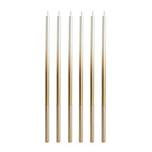 Vela Palito Gigante Degrade Perola com Dourado 15cm - V173 - 6 Un