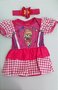 Fantasia Junina Vestido com Short - PP - 9 a 12 Meses