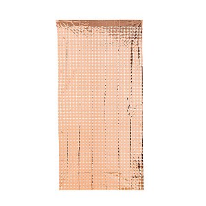 Cortina Quadriculada Metalizada Rose Gold