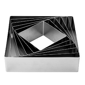 Molde/Cortador Aço Inox Quadrado 13.2X13.2X5cm - Fixo