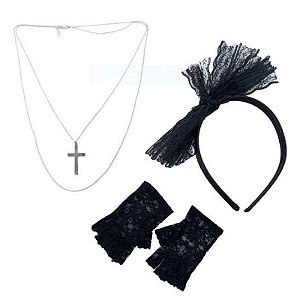 Kit Madona Pop Anos 80 Adulto - 3 Acessórios