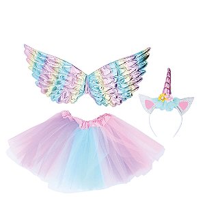 Kit Acessóriosicórnio Azul e Lilás Infantil - 3 Acessórios