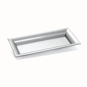 Bandeja Decorativa Retangular Glitter Prata 28X12,3X2,5